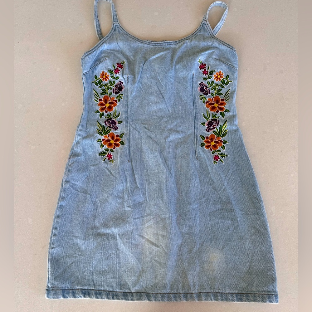 Embroidered Jean Dress
